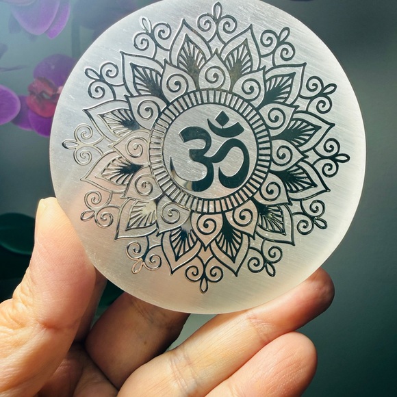 Other - Selenite Charging Plate | Mandala Om Coaster Cleanser Crystal Jewelry